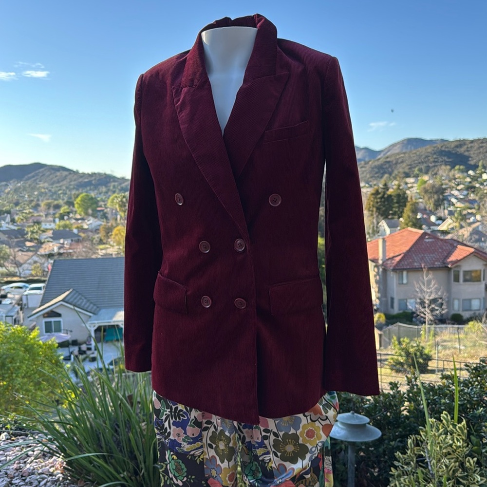 Joie Corduroy Markina Blazer Masc boss energy Merlot sleek vintage